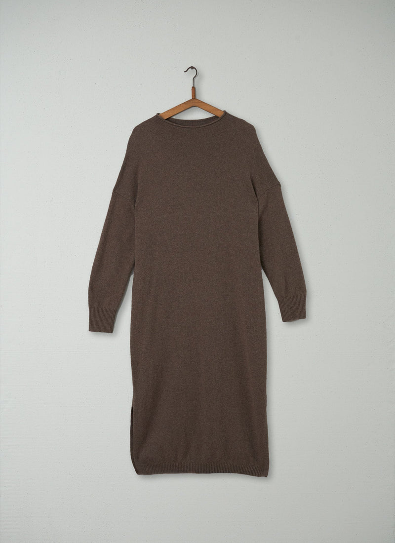 Reworn Wool Cashmere Knit Dress Size L (229) | Mushroom