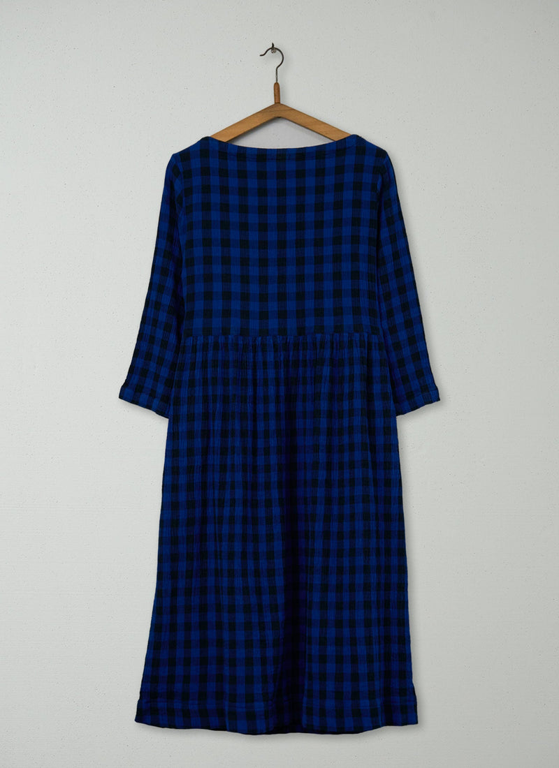 Reworn Crinkle Cotton Gingham Dress Size M (1335) | Multi