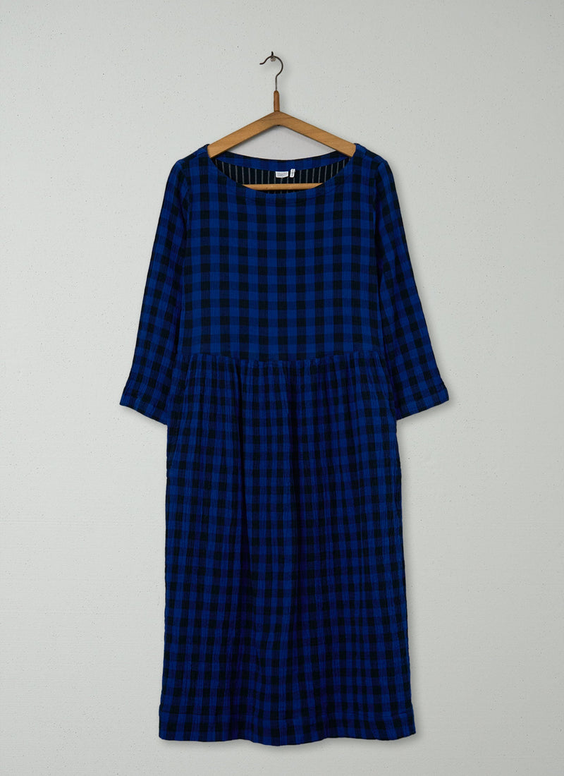 Reworn Crinkle Cotton Gingham Dress Size M (1335) | Multi