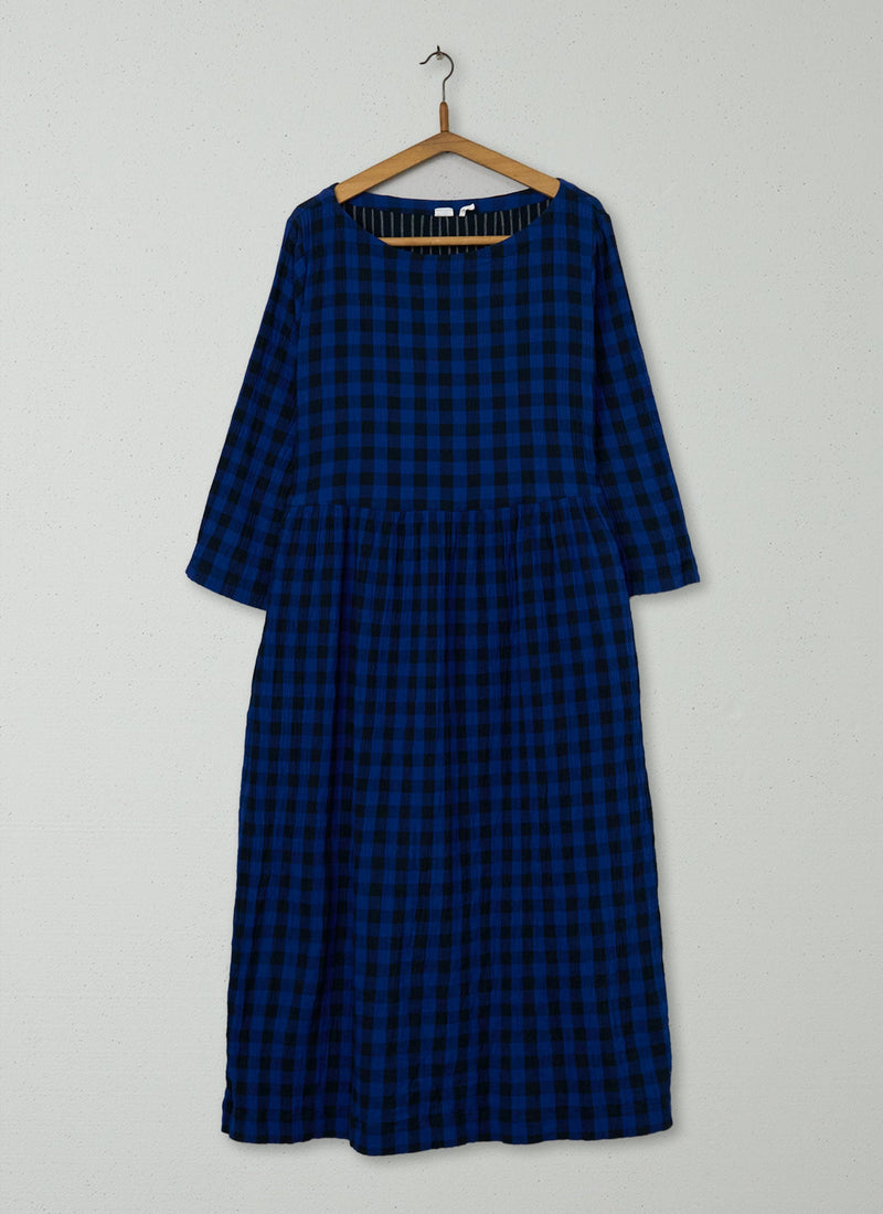 Reworn Crinkle Cotton Gingham Dress Size S (1311) | Multi