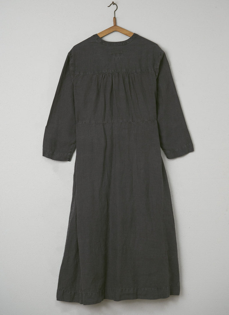 Reworn Garment Dyed Linen Dress Size M (036) | Liquorice