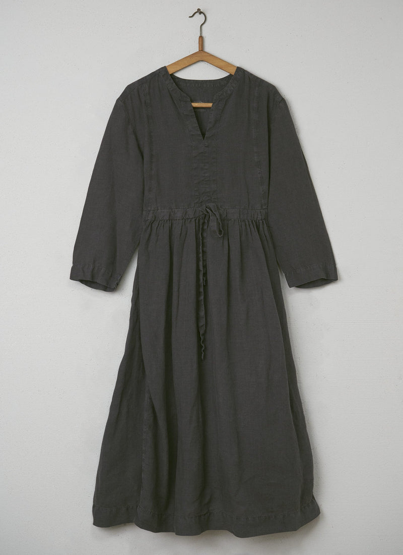 Reworn Garment Dyed Linen Dress Size M (036) | Liquorice