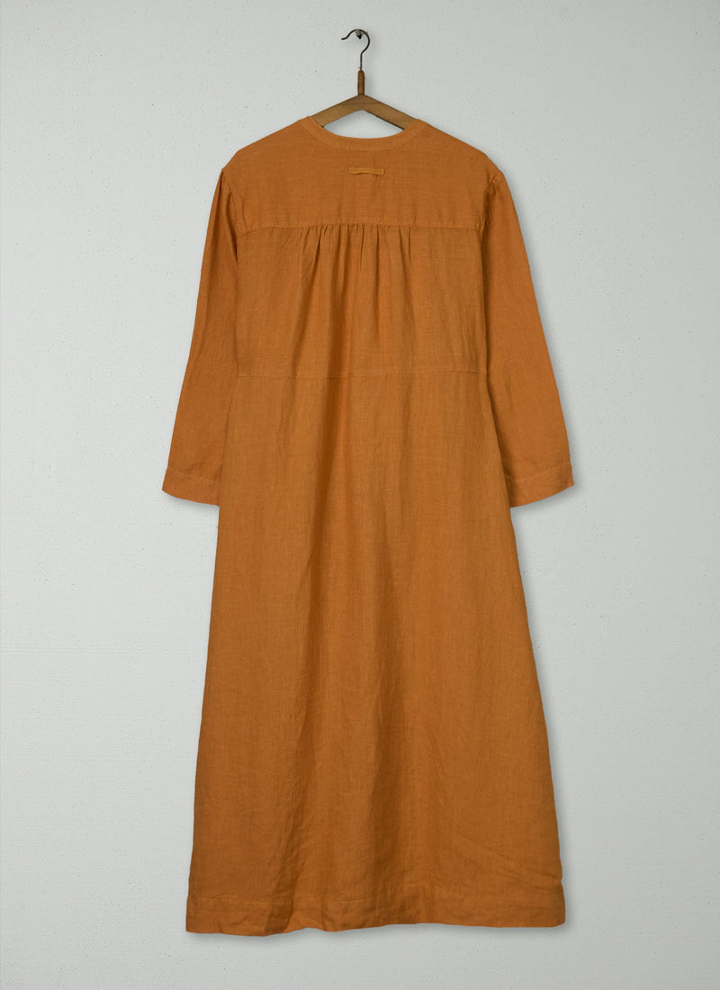 Reworn Linen Dress Size S (2069) | Apricot