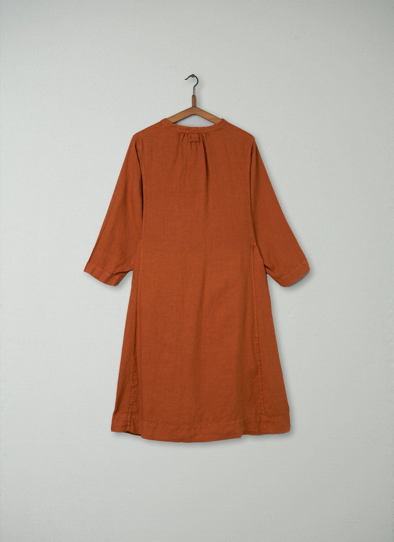Reworn Linen Shirt Dress Size M (200) | Copper