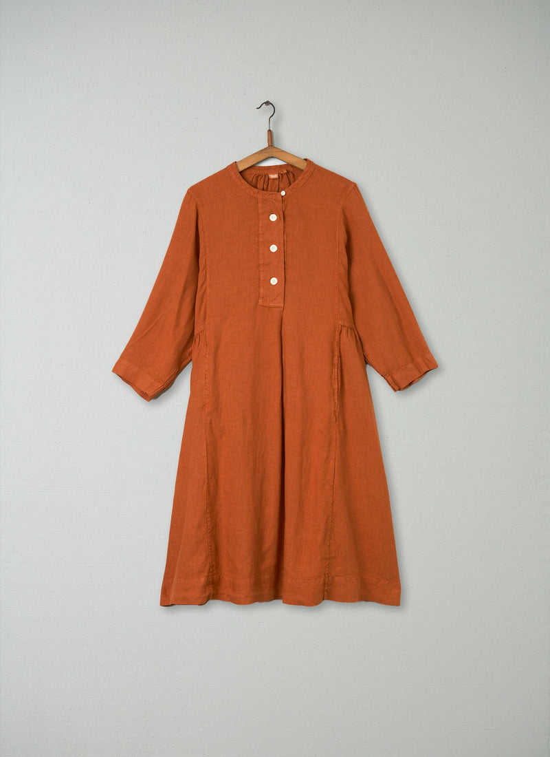 Reworn Linen Shirt Dress Size M (200) | Copper