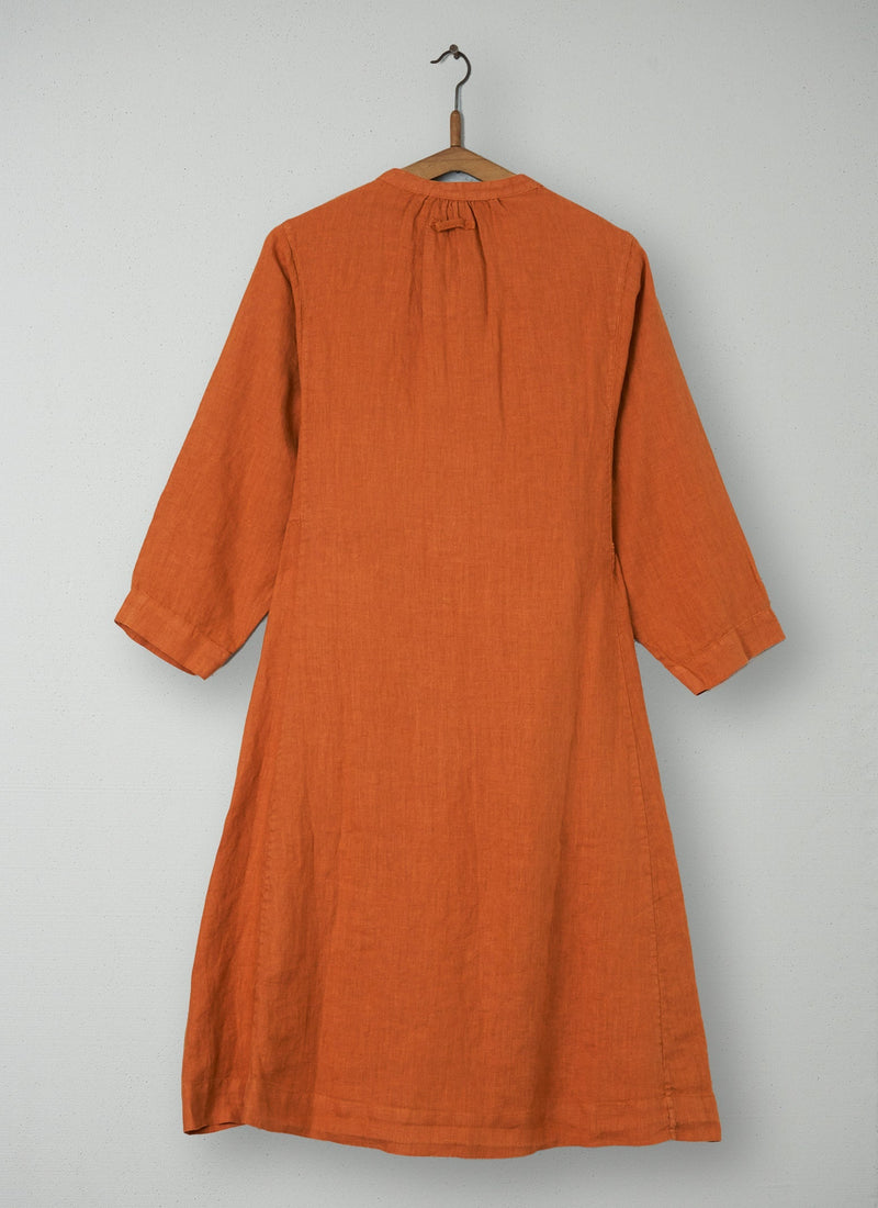Reworn Linen Shirt Dress Size XS (063) | Copper