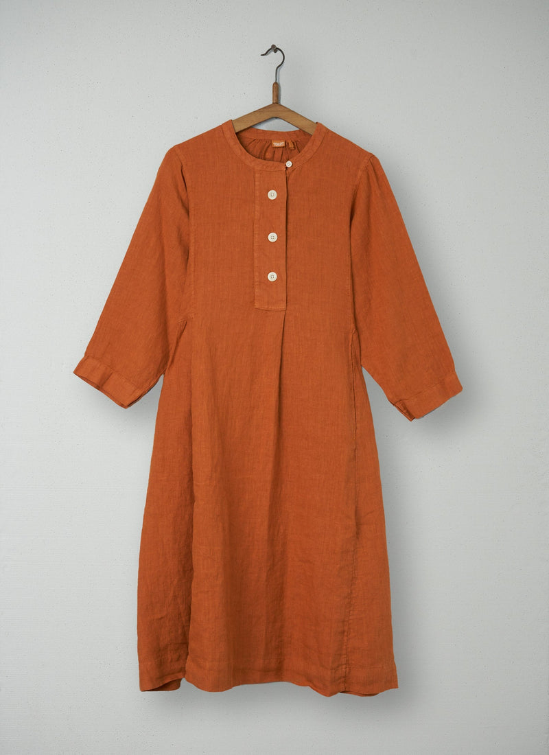 Reworn Linen Shirt Dress Size XS (063) | Copper