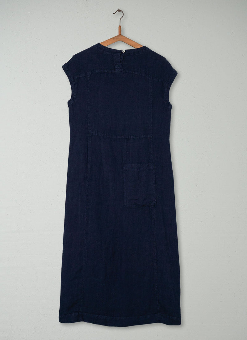 Reworn Linen Tunic Dress Size XXS (339) | Midnight