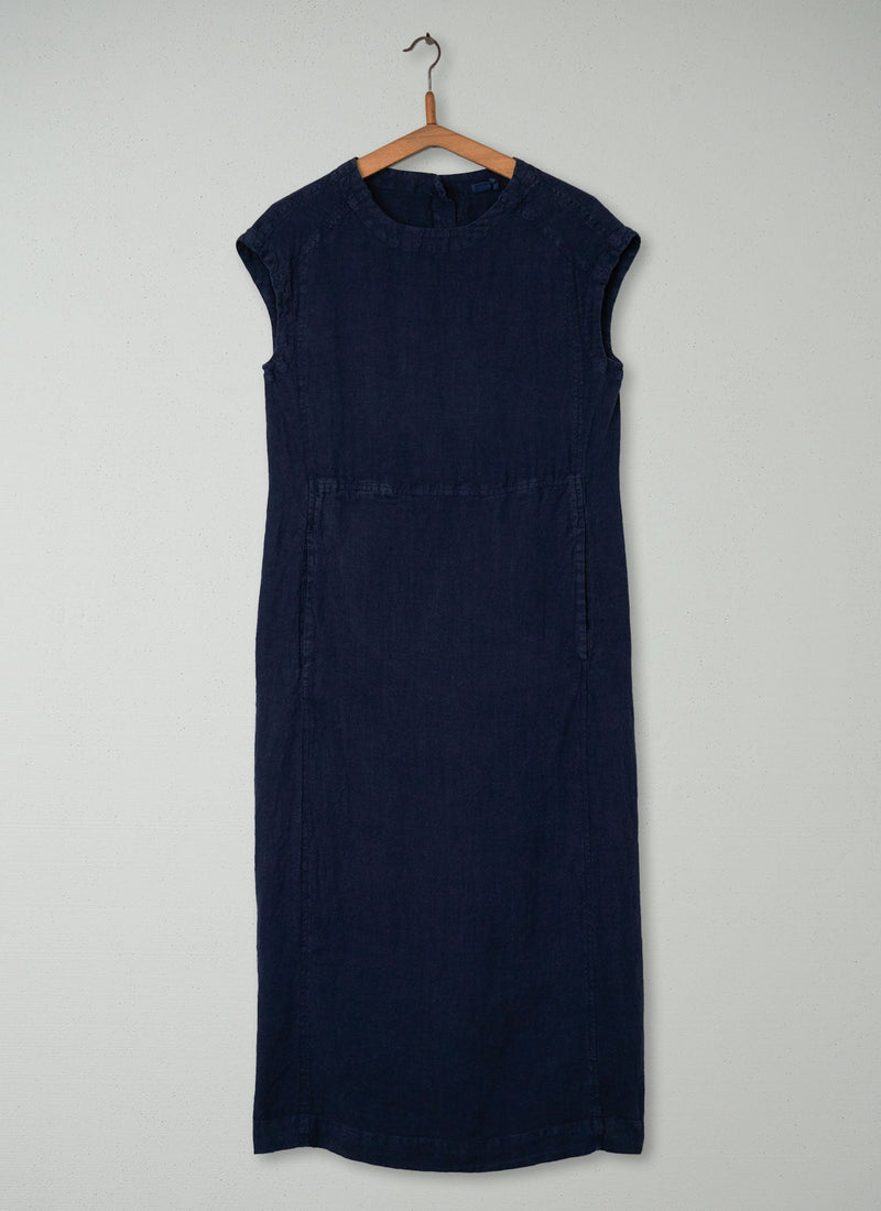 Reworn Linen Tunic Dress Size XXS (339) | Midnight