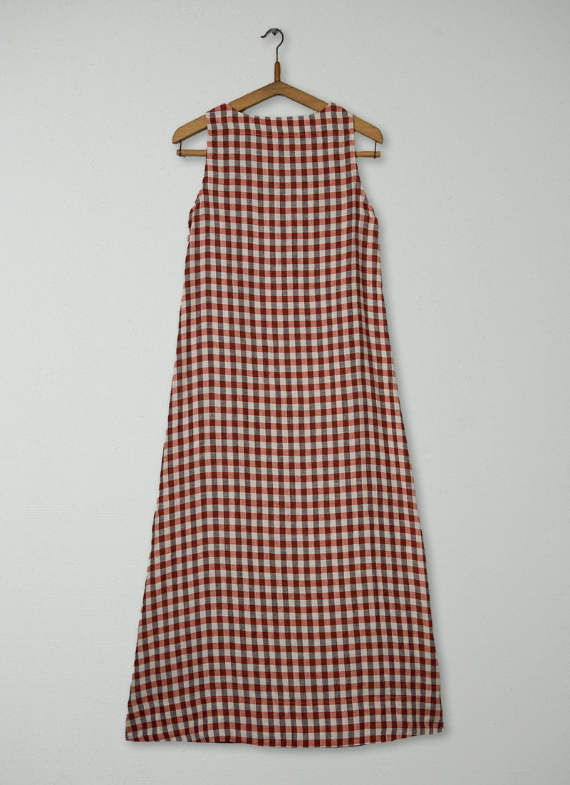 Reworn Crinkled Cotton Check Dress Size XL (1793) | Multi