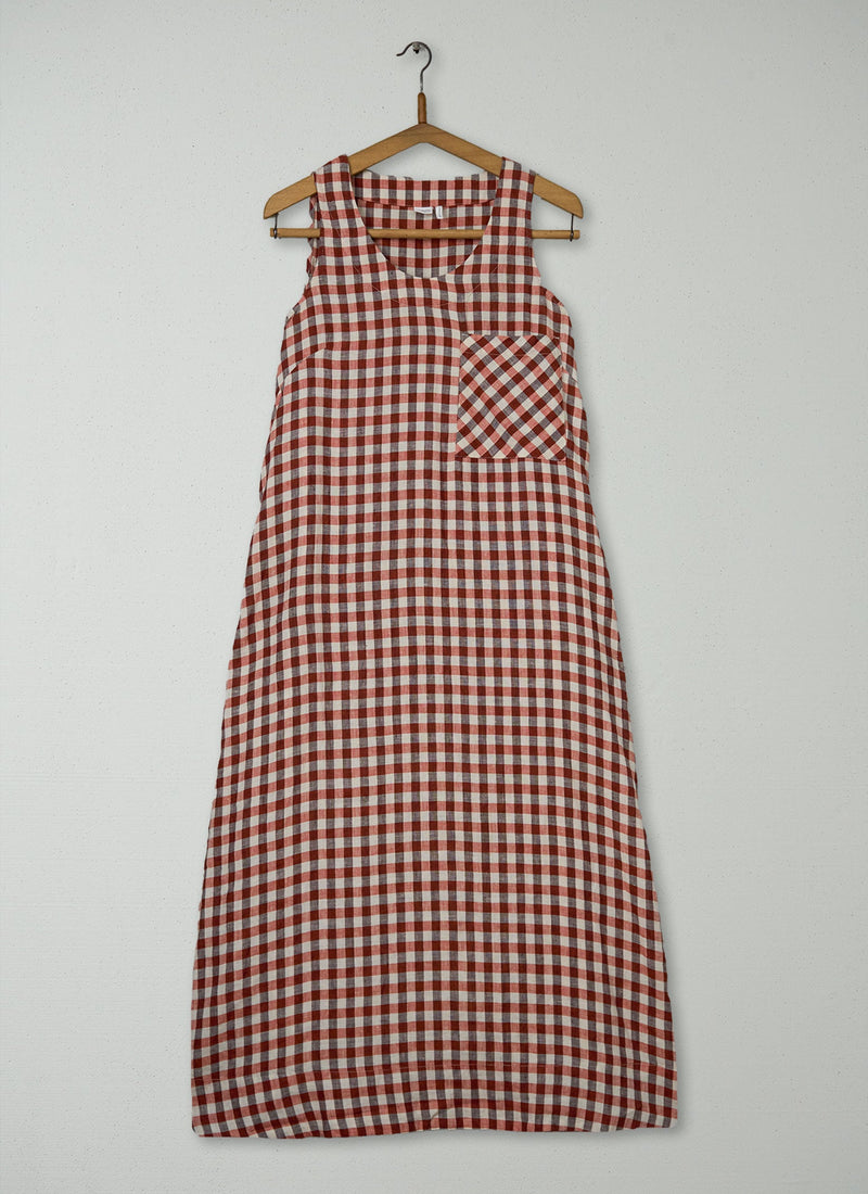 Reworn Crinkled Cotton Check Dress Size XL (1793) | Multi