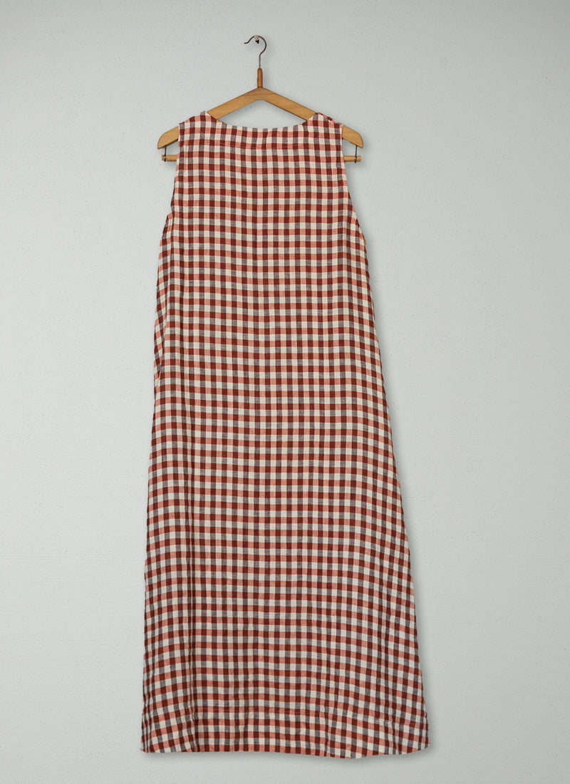 Reworn Panelled Gingham Sleeveless Dress Size XS (1895) | Blush