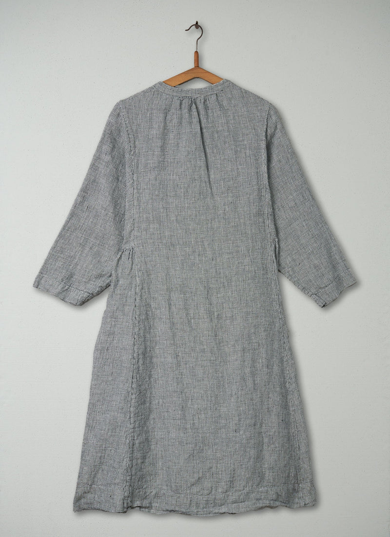 Reworn Linen Shirt Dress Size M (409) | Chalk/Slate
