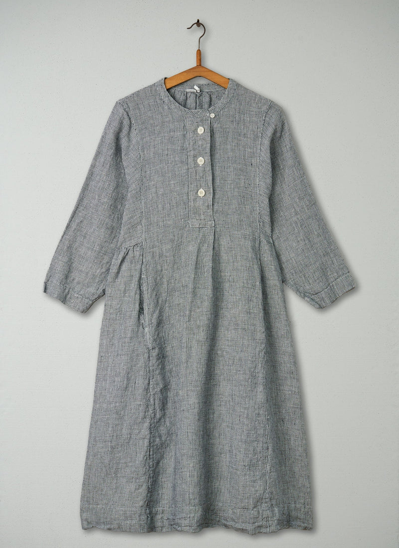 Reworn Linen Shirt Dress Size M (409) | Chalk/Slate