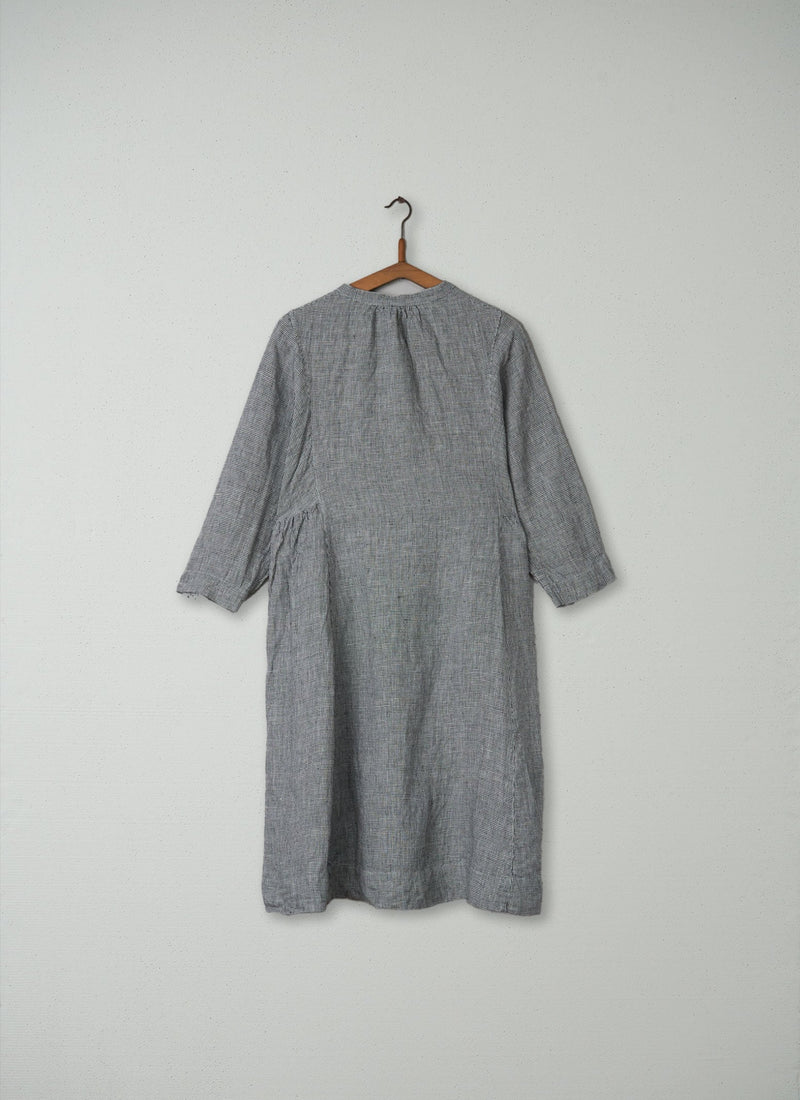 Reworn Linen Shirt Dress Size XXS (275) | Chalk/Slate