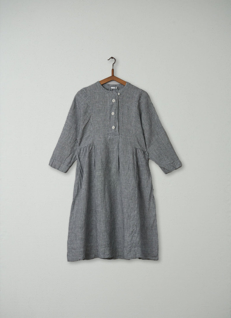 Reworn Linen Shirt Dress Size XXS (275) | Chalk/Slate