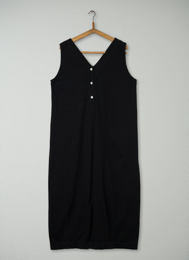 Reworn V Neck Cotton Jersey Dress Size S (1822) | Washed Black