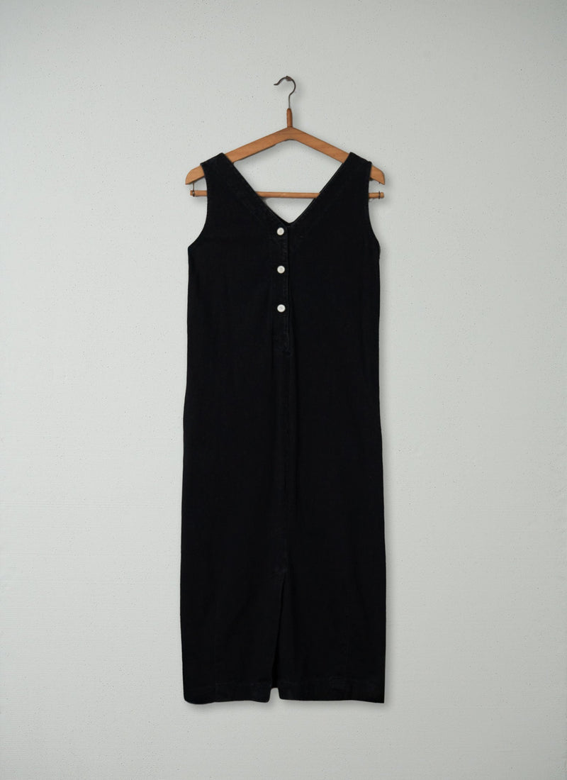 Reworn V-Neck Jersey Dress Size XXS (258) | Washed Black
