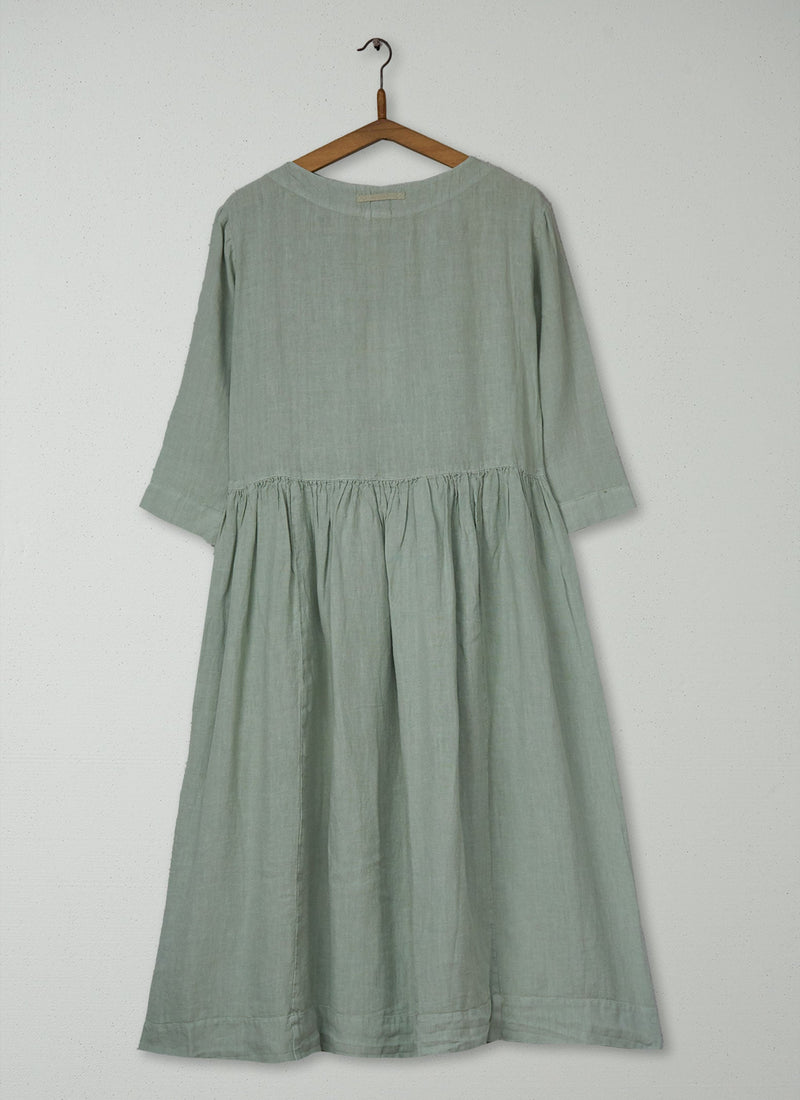Reworn Boat Neck Linen Dress Size S (2053) | Pebble