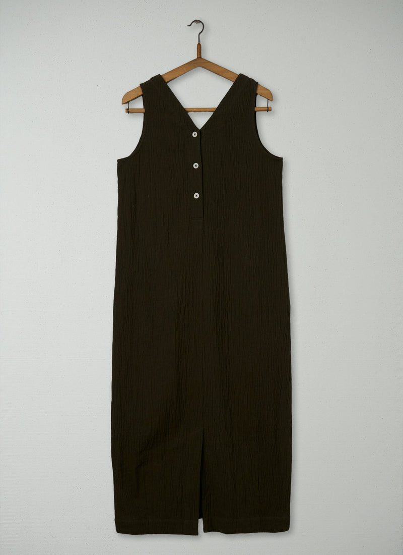 Reworn Crinkle Cotton Dress Size XS (1760) | Darkest Olive