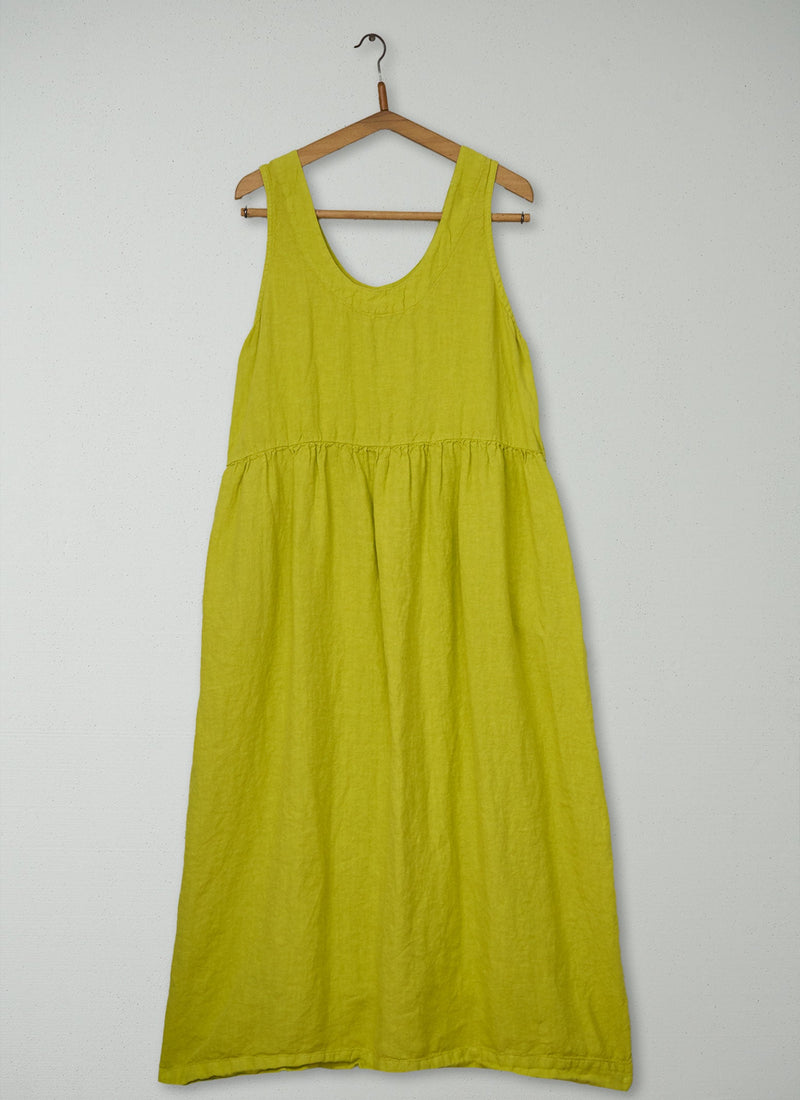 Reworn Linen Dress Size XL (2082) | Yellow