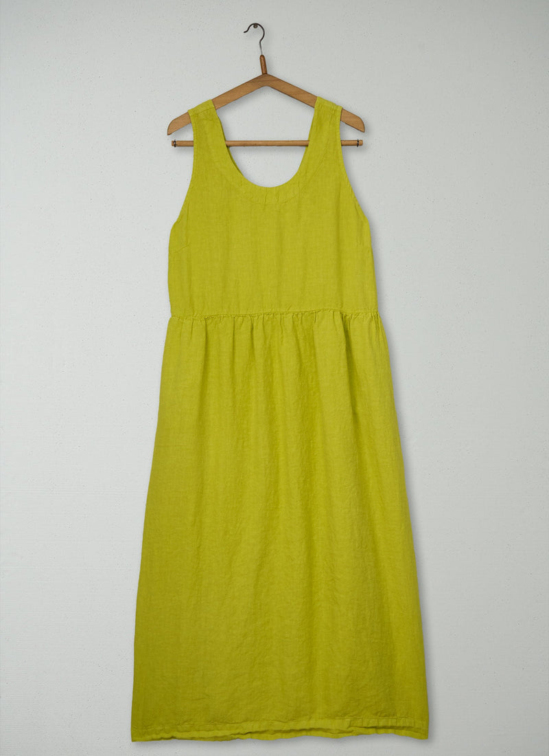Reworn Linen Dress Size XL (2082) | Yellow