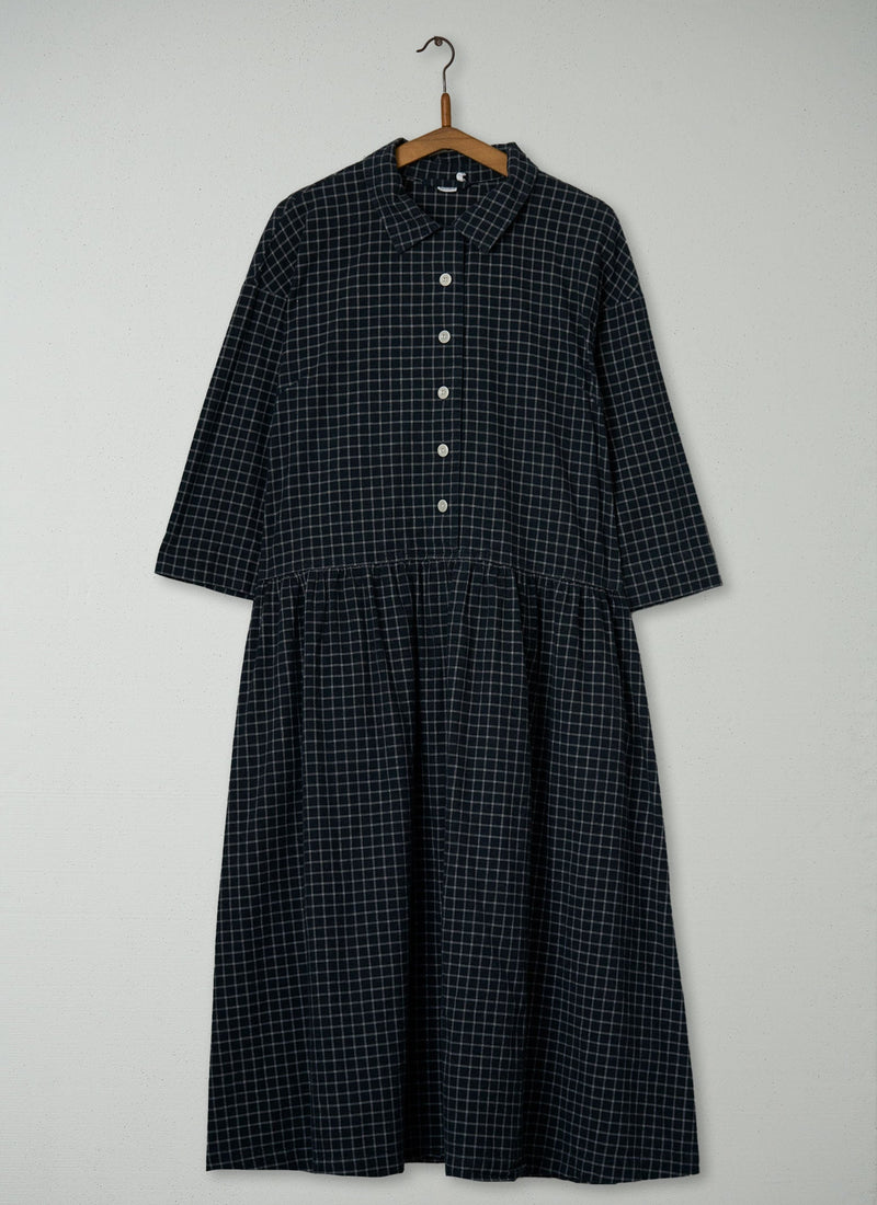 Reworn Check Cotton Cashmere Shirt Dress Size L (2019) | Slate