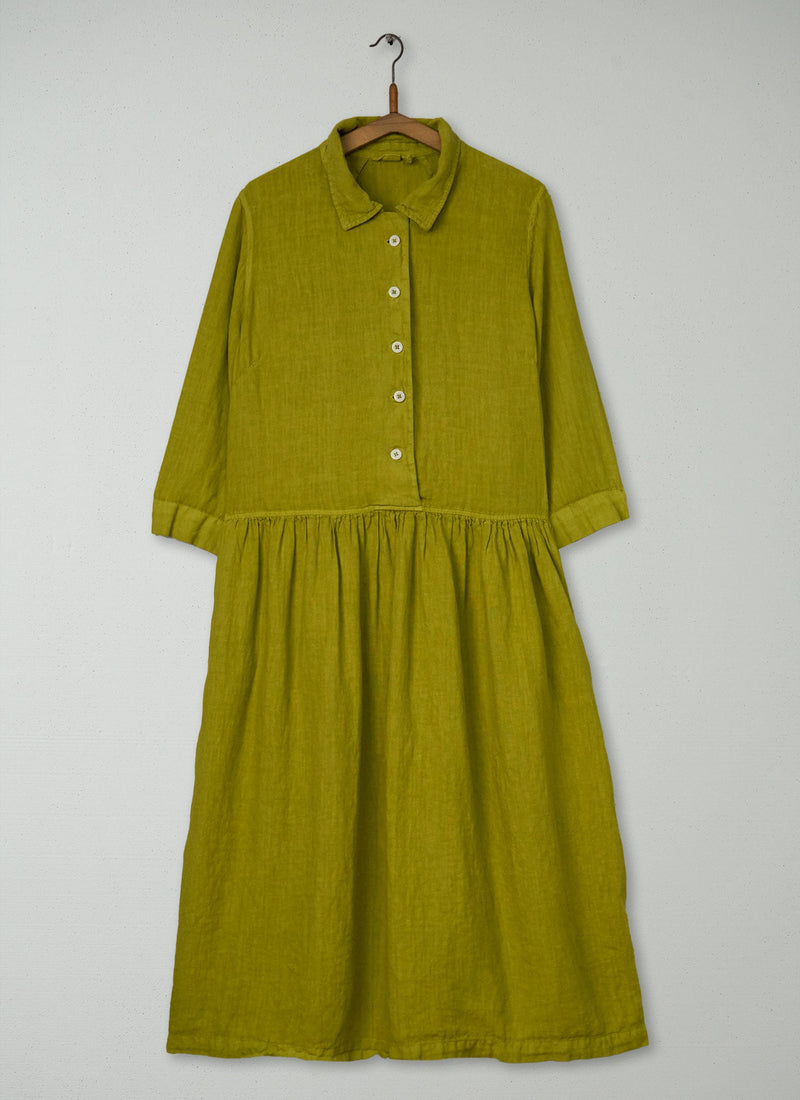 Reworn Linen Shirt Dress Size L (1570) | Olivine