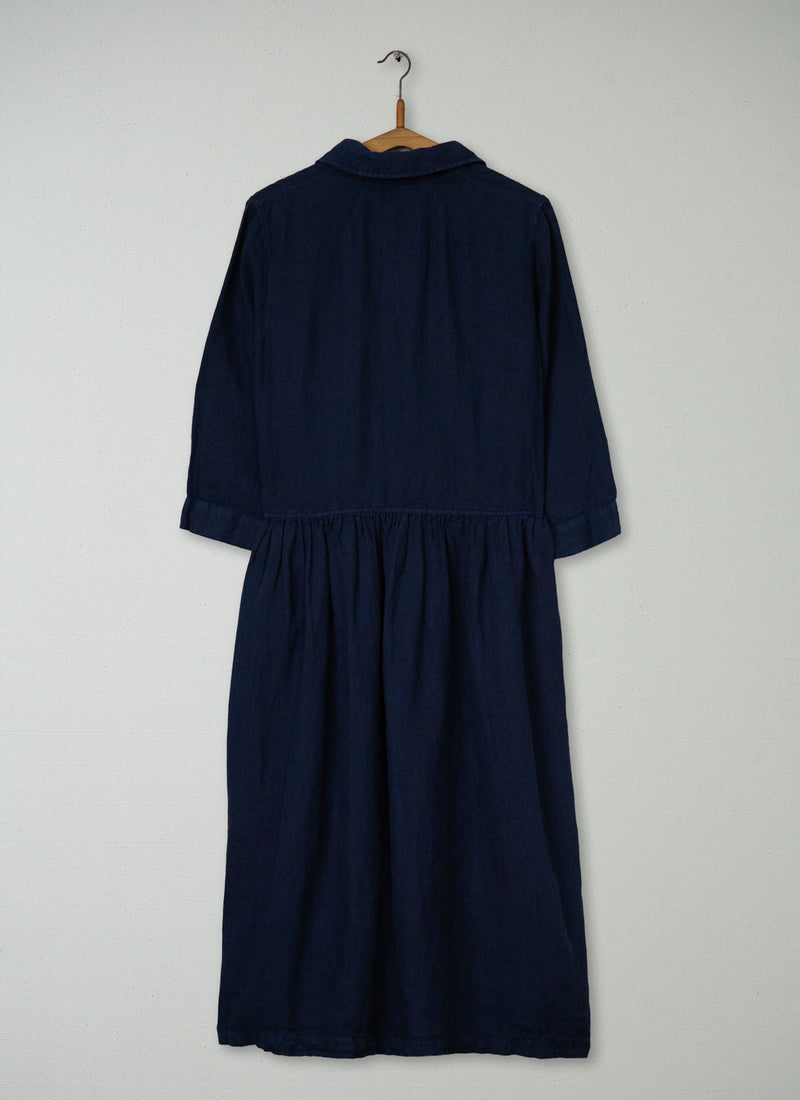 Reworn Linen Shirt Dress Size M (1543) | Midnight