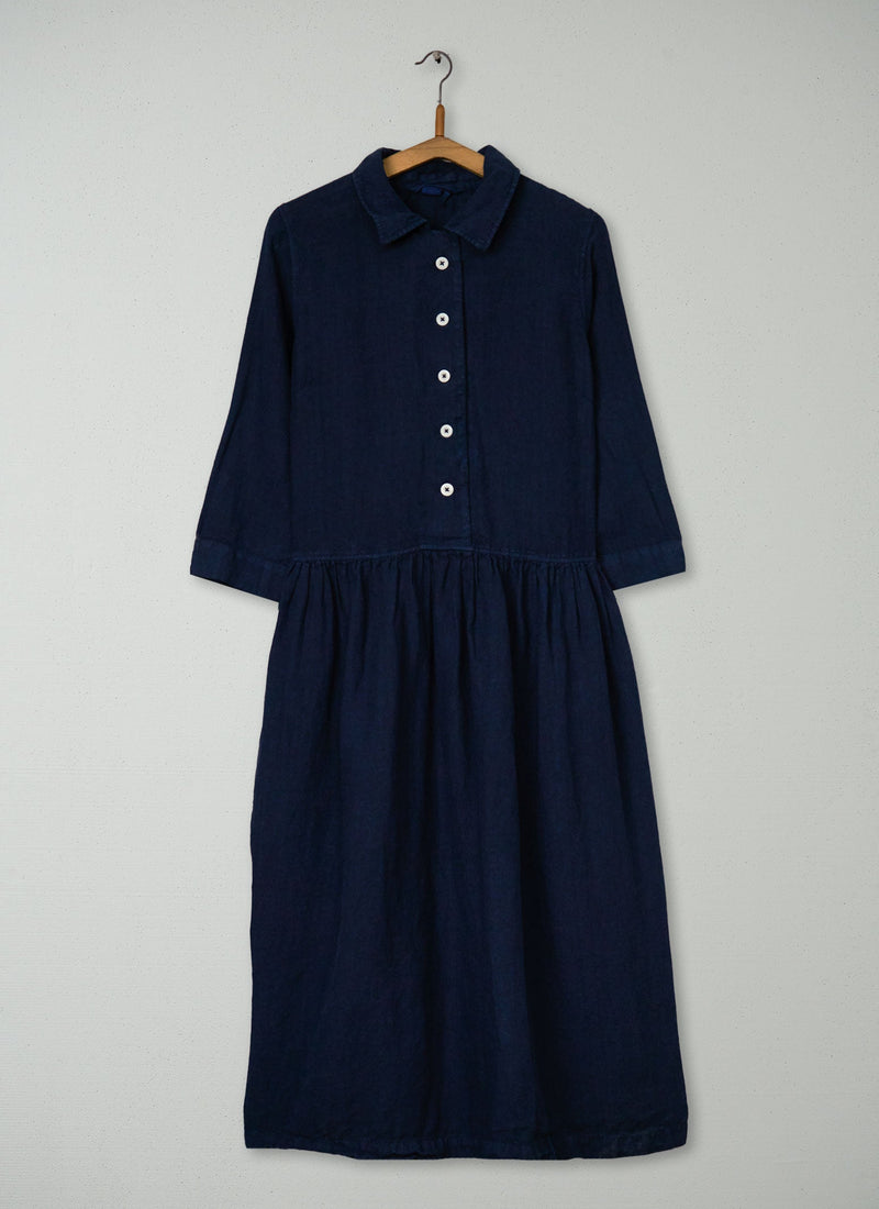 Reworn Linen Shirt Dress Size M (1543) | Midnight