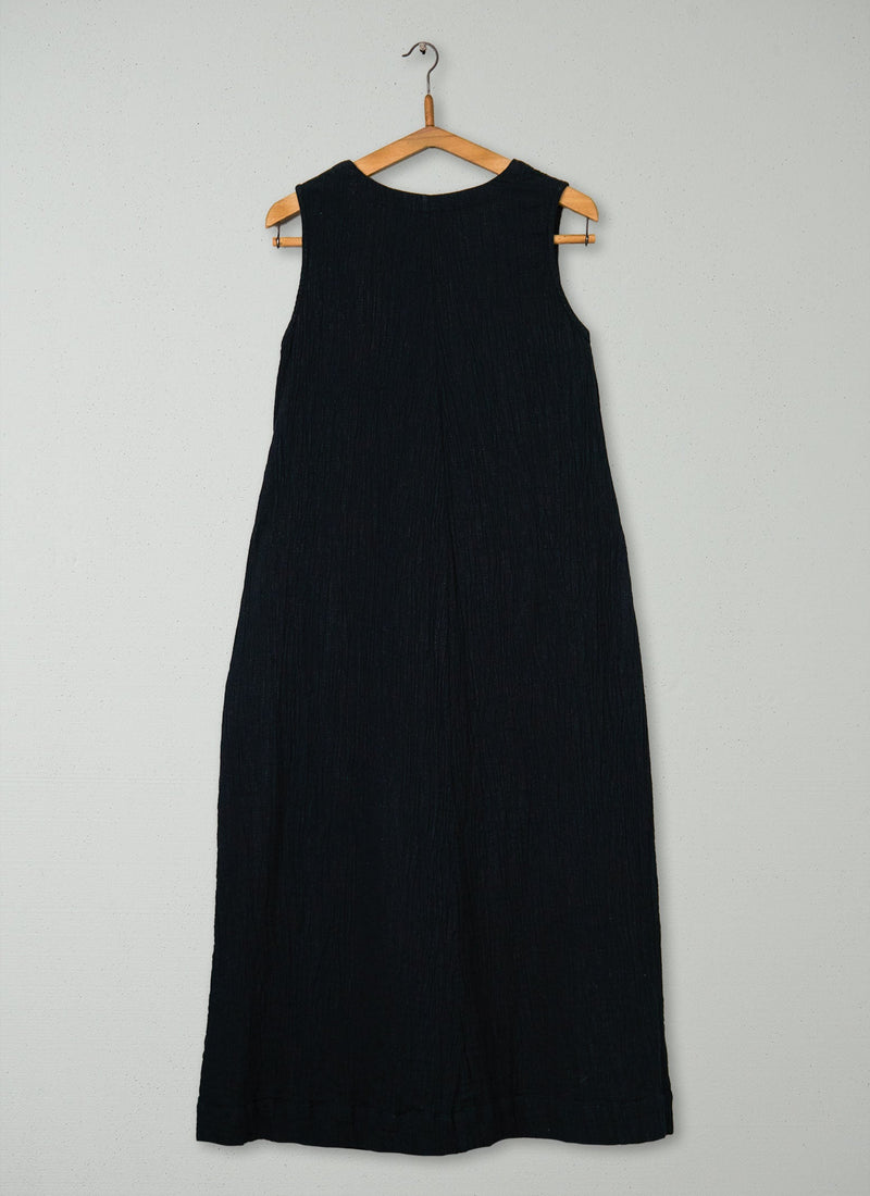 Reworn Crinkle Cotton Dress Size S (1670) | Black