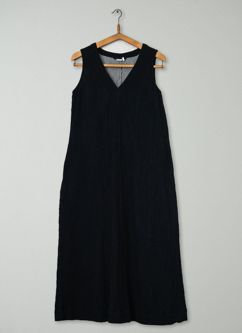 Reworn Crinkle Cotton Dress Size S (1670) | Black
