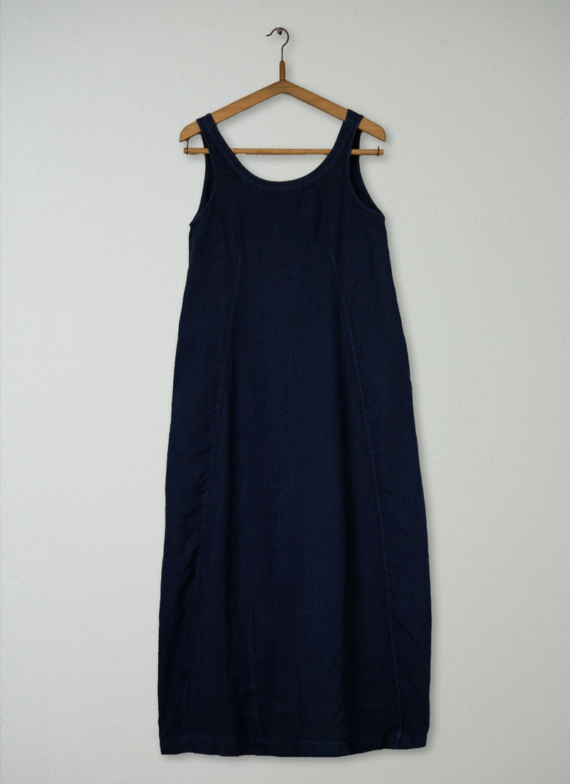 Reworn Linen Easy Dress Size 8 (1563) | Midnight