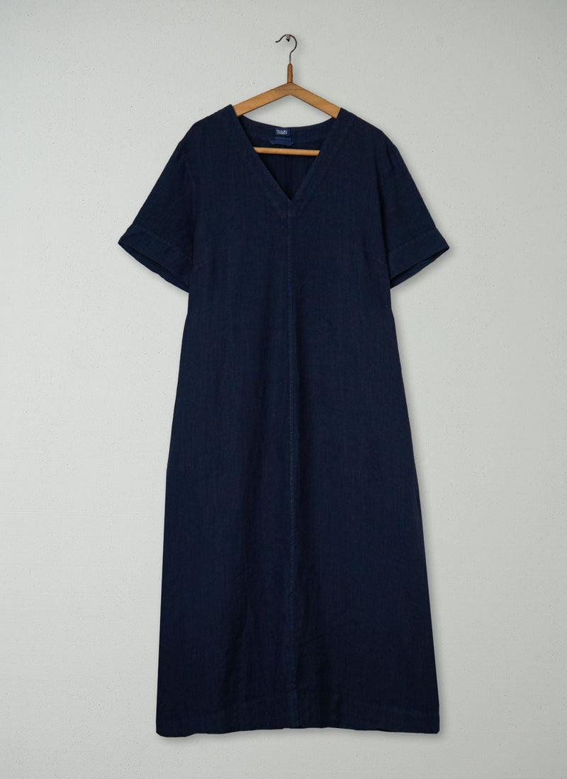 Reworn Linen Dress Size XL (2024) | Midnight