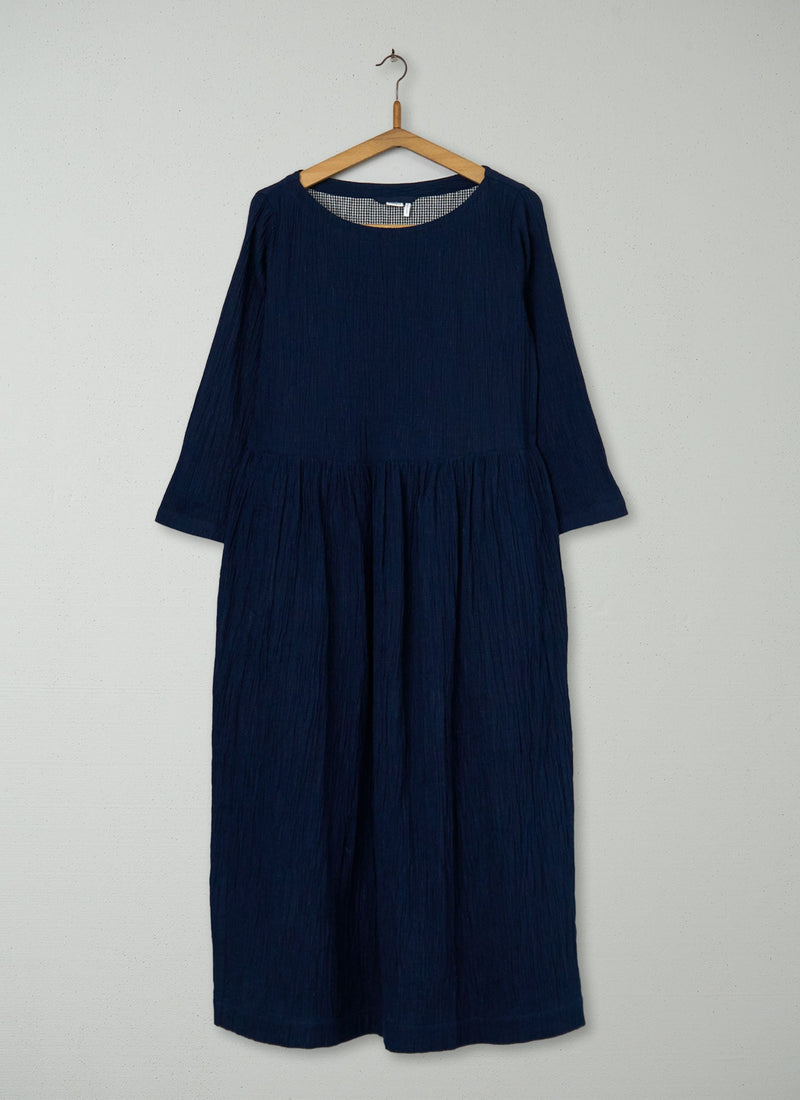 Reworn Freya Crinkle Cotton Dress Size 10 (1295) | Indigo