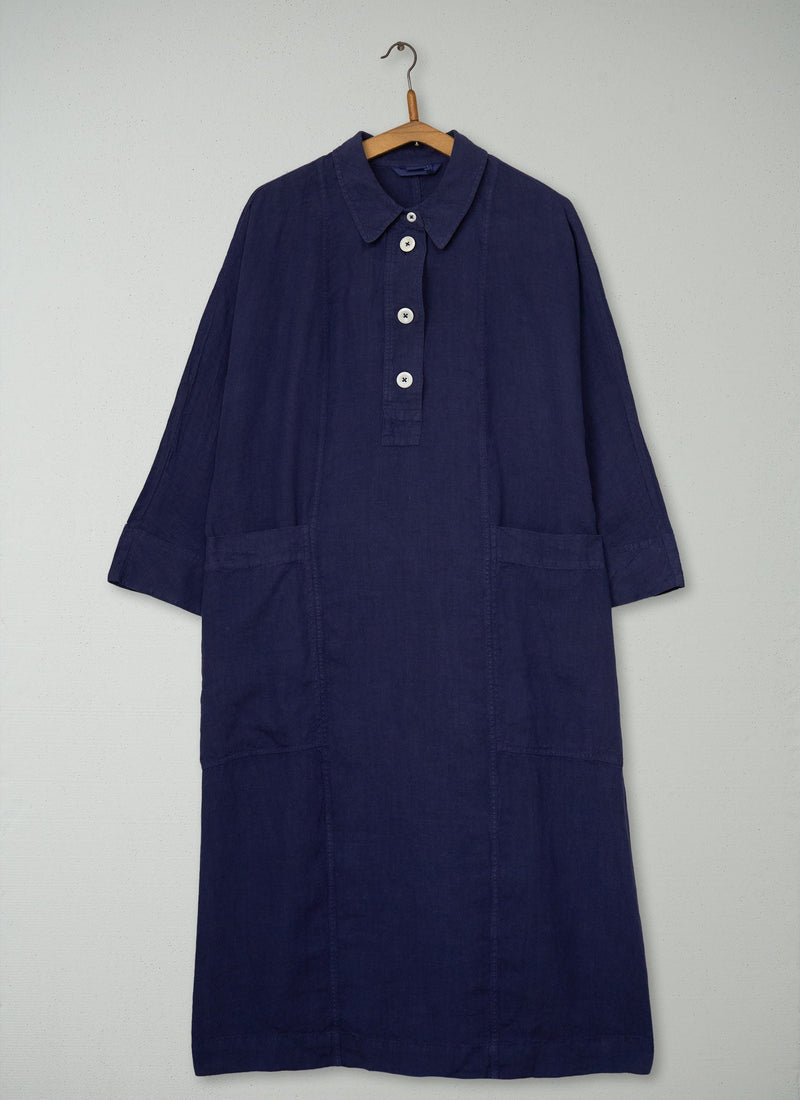 Reworn Linen Dress Size M (2052) | Blueberry