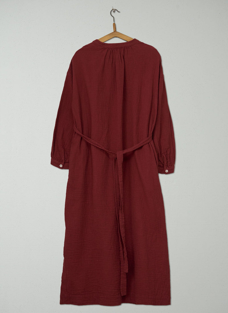 Reworn Crinkle Cotton Gauze Dress Size S (2108) | Tomato Red