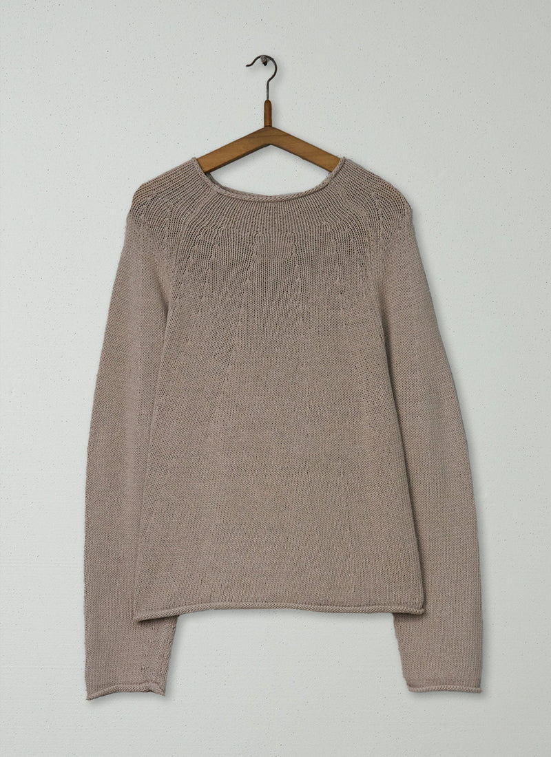 Reworn Cotton Linen Easy Sweater Size S (472) | Parchment