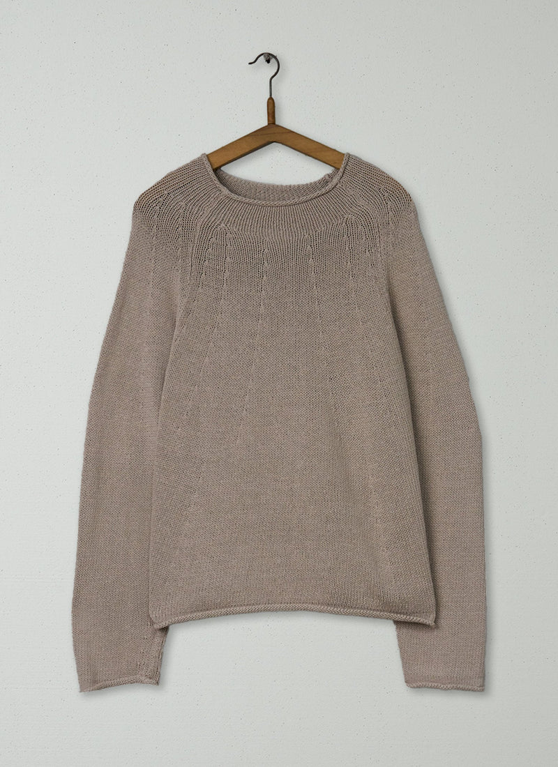 Reworn Cotton Linen Easy Sweater Size S (472) | Parchment
