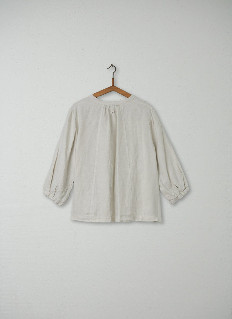 Reworn Linen Swingy Shirt Size L (063) | Parchment