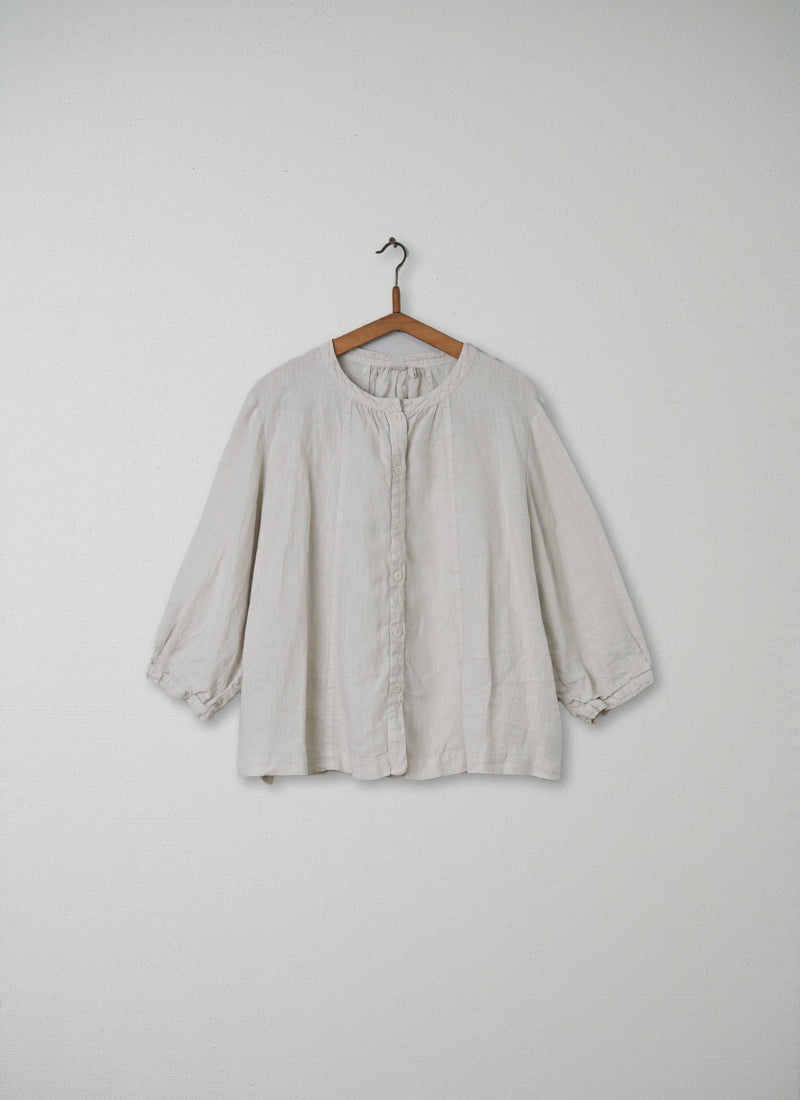 Reworn Linen Swingy Shirt Size L (063) | Parchment