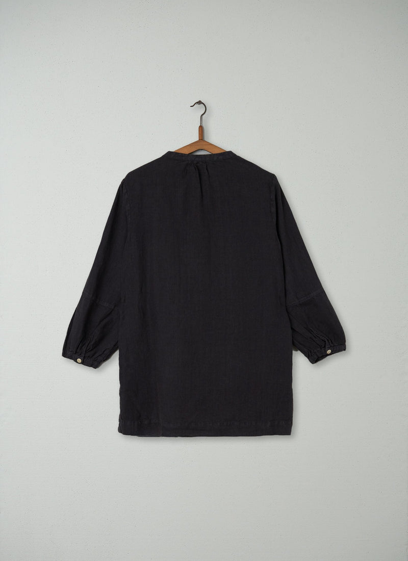 Reworn Linen Tunic Size S (103) | Black Coffee