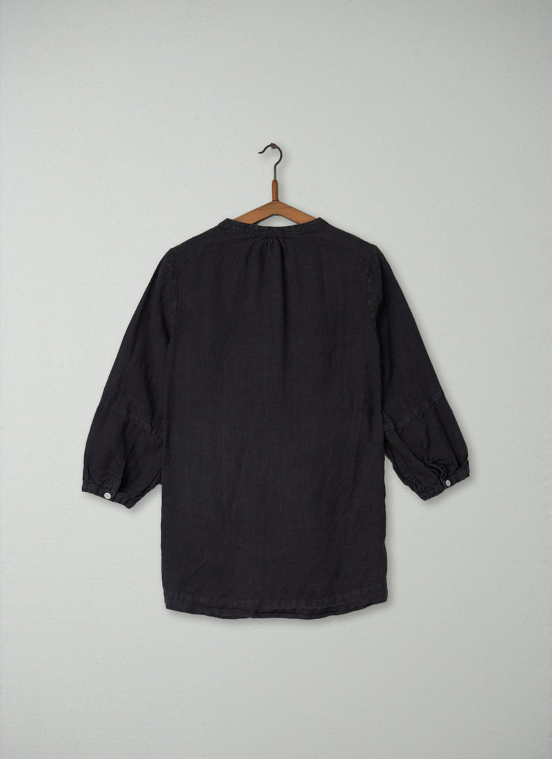 Reworn Linen Tunic Size XS (133) | Black Coffee