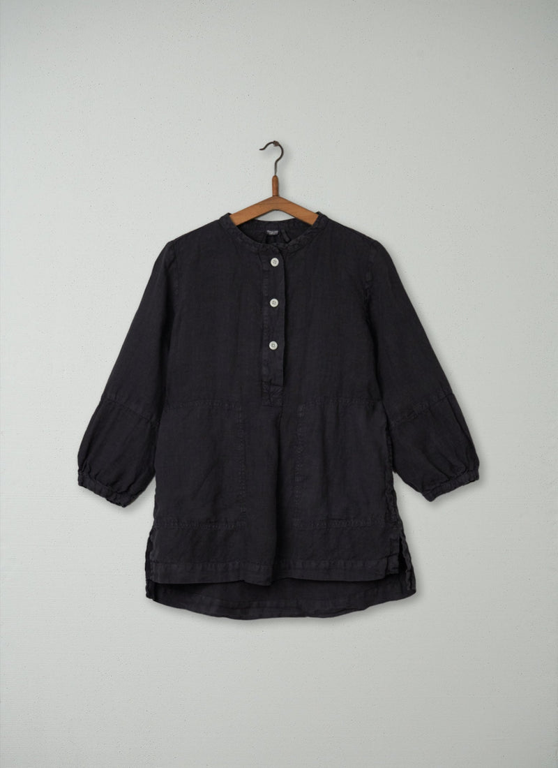 Reworn Linen Tunic Size XS (133) | Black Coffee