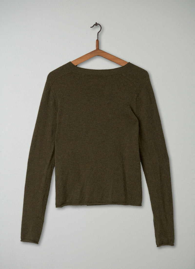 Reworn Wool Cashmere Neat Sweater Size S (103) | Olive