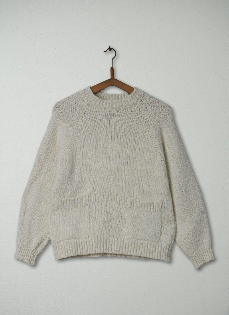 Reworn Patch Pocket Sweater Size S (110) | Ecru