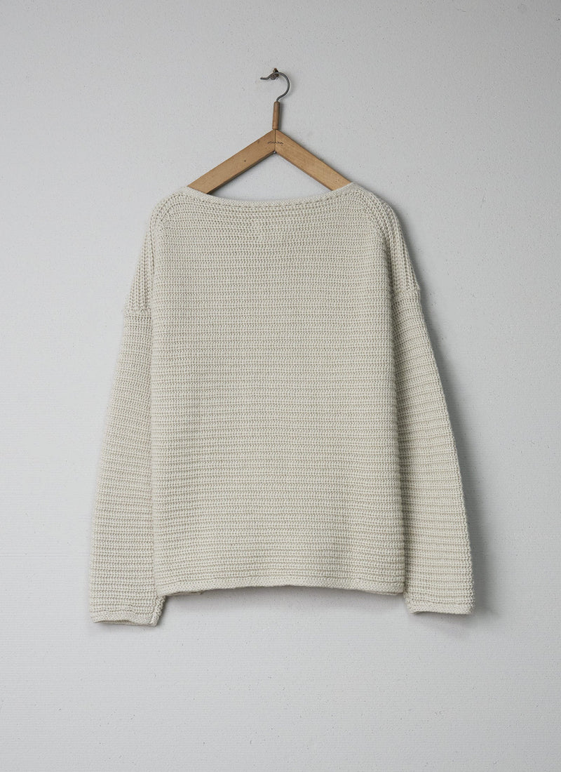 Reworn Fisherman Rib Sweater Size M (008) | Bone