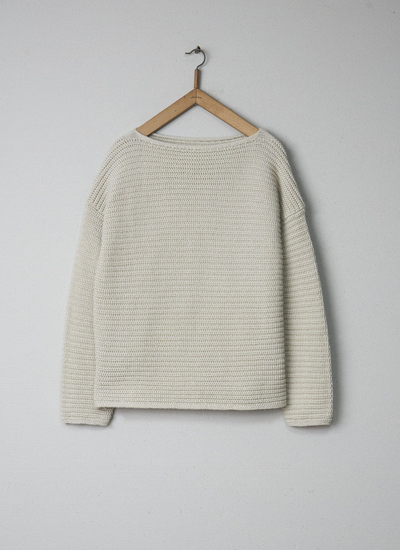 Reworn Fisherman Rib Sweater Size M (008) | Bone