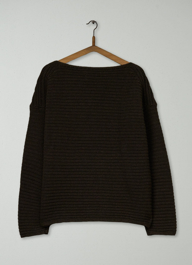 Reworn Fisherman Rib Sweater Size L (483) | Conker