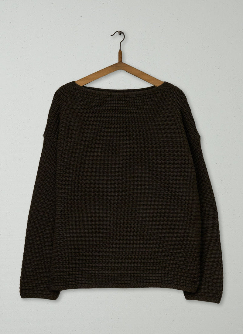 Reworn Fisherman Rib Sweater Size L (483) | Conker